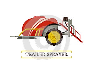 Trailed Sprayer Machinery Vector Illustration