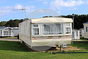 Trailer on caravan park in summer