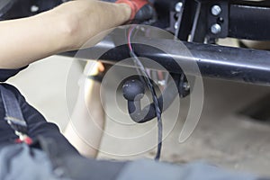 Trailer coupling.Installing a towbar on a passenger car.Cargo transportation by passenger car