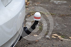 Trailer coupling.Installing a towbar on a passenger car.Cargo transportation by passenger car