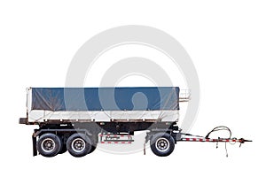 Trailer for hauling cars truck isolated on white background.