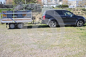 Trailer load with wooden hives ready to move