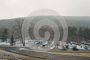 A trailer park in the winter, Catskill Mountains, New York