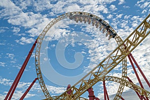 a trailer with people on a roller coaster