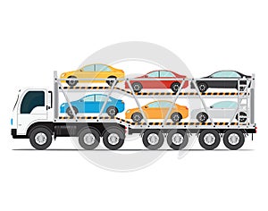 The trailer transports cars with new auto.