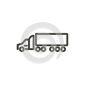 Trailer truck icon vector. Line transportation symbol.