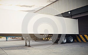 Trailer Trucks Parked Loading at Dock Warehouse. Cargo Container. Freight Truck Logistics, Cargo Transport