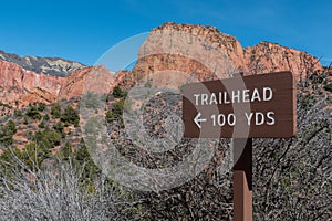 Trailhead 100 Yards Sign