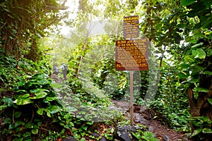 Trailhead of the famous Kalalau trail along Na Pali coast of the island of Kauai