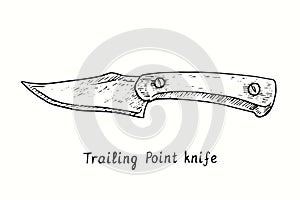 Trailing point knife type. Ink black and white drawing