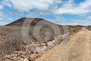 Trails on the uninhabited and exotic island of Lobos, very close to Fuerteventura