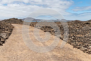 Trails on the uninhabited and exotic island of Lobos, very close to Fuerteventura