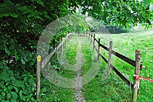 Trails for walking and hiking in the UrnÃ¤sch Urnaesch or Urnasch river valley, UrnÃ¤sch - Canton of Appenzell Ausserrhoden