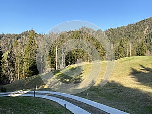 Trails for walking, sports and recreation along the RÃ¼mlig Ruemlig or Rumlig river and in the subalpine Eigental valley