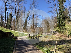 Trails for walking, sports and recreation through the pastures and settlements above Lake Zurich Zurichsee or Zuerichsee