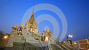 Traimit temple architecture at dusk in Bangkok photo