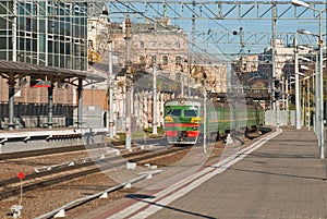 The train arrives at the railway station