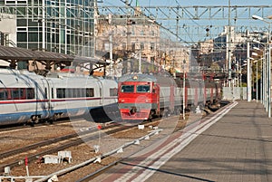 The train arrives at the railway station