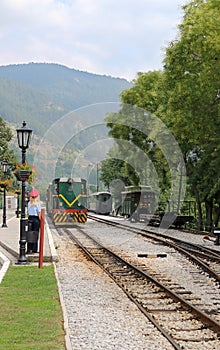 Train arrives at the railway station