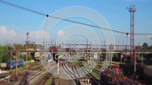 The train arrives at the station timelaps. Ukraine, Konstantinovka station. Panorama of station