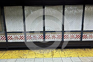 Train arrives in the underground station, New York