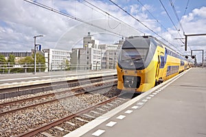 Train arriving in Amsterdam the