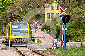 Train arriving at Brede Station, Denmark
