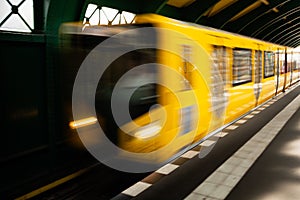 A train arriving at a metrostation photo