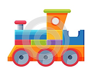 Train Baby Toy, Cute Colorful Plastic Plaything for Toddler Kids Flat Vector Illustration