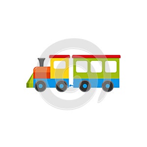 Train baby toy in flat design. Vector cartoon illustration.