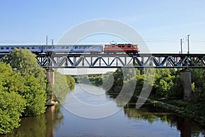 Train on the bridge