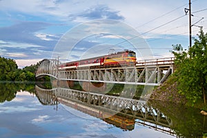 Train on bridge.