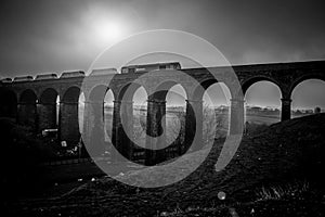 Train on the bridge. Dukes Drive Viaduct, Buxton.