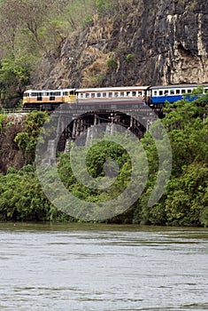 Train on Bridge over River