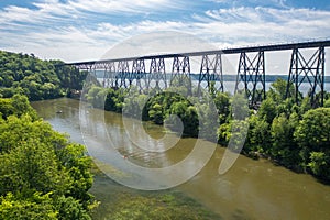 Train bridge over a river in Canada