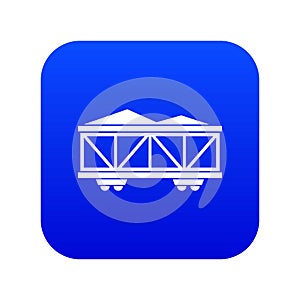 Train cargo wagon icon digital blue