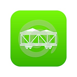 Train cargo wagon icon digital green