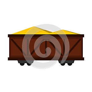 Train cargo wagon icon, flat style