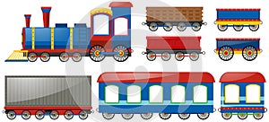 Train and carraige carts on white