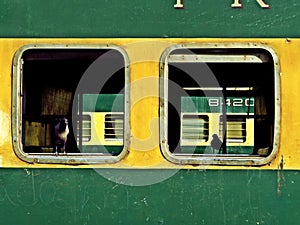 train carriage windows, Karachi City, Train station