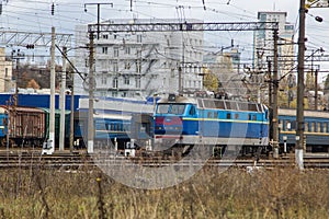 Train cars in the parking lot