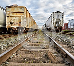 Train cars on track higher angle