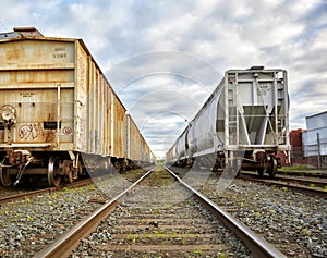Train cars on track lower angle
