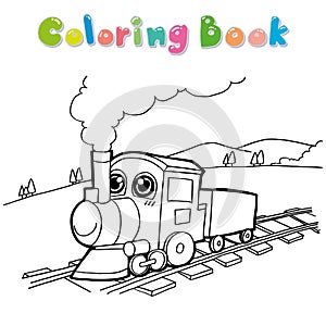 Train coloring page vector