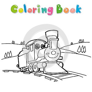 Train coloring page vector