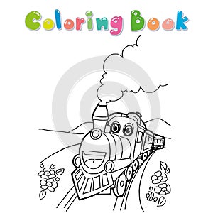 Train coloring page vector