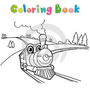 Train coloring page vector