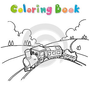 Train coloring page vector