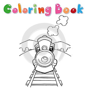 Train coloring page vector