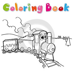 Train coloring page vector